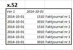 Motsvarande exempel i novemberversionen ger istället ett verifikat med journalerna särredovisade inom verifikatet.