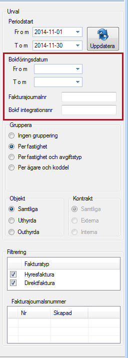 URVAL OCH GRUPPERING PÅ KODDEL Det är möjligt att göra urval och gruppera på en koddel i