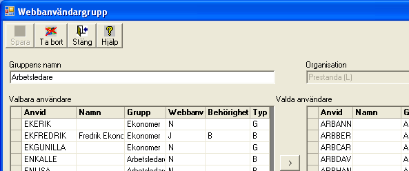 60 Enskild användare Du kan ha vissa användare som enskilda om de inte passar in i någon grupp.