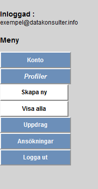 Formuläret för att skapa ny profil består av flera olika delar. Det första innehåller uppgifter av allmän karaktär.