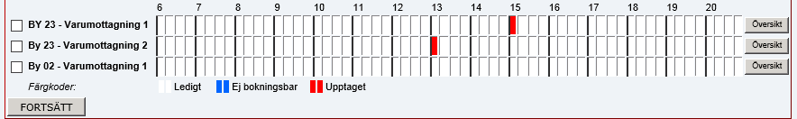 5 (6) Ändring av befintlig bokning: 1. Sök på bokat datum och klicka i mötesrum. 2. Klick på de röda rutorna i översikten på den tid du vill ändra. OBS! Du kan bara ändra bokningar du själv har gjort.