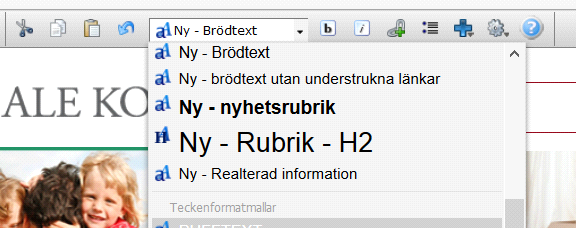 Manual Introduktionskurs SiteVision sidan 10 Lägg till länkar under "Relaterad information" 1) Markera "Högerspalt" i innehållsytan 2) Infoga en textruta genom att klicka på textikonen (ett A) i