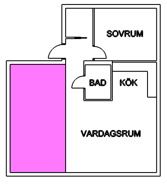 Extra stort vardagsrum (lila) Extra stort vardagsrum (lila) + ett extra sovrum (rosa) Om en B-modul kopplas på båda sidorna av A-modulen fås ytterligare planlösningsalternativ eftersom ovanstående