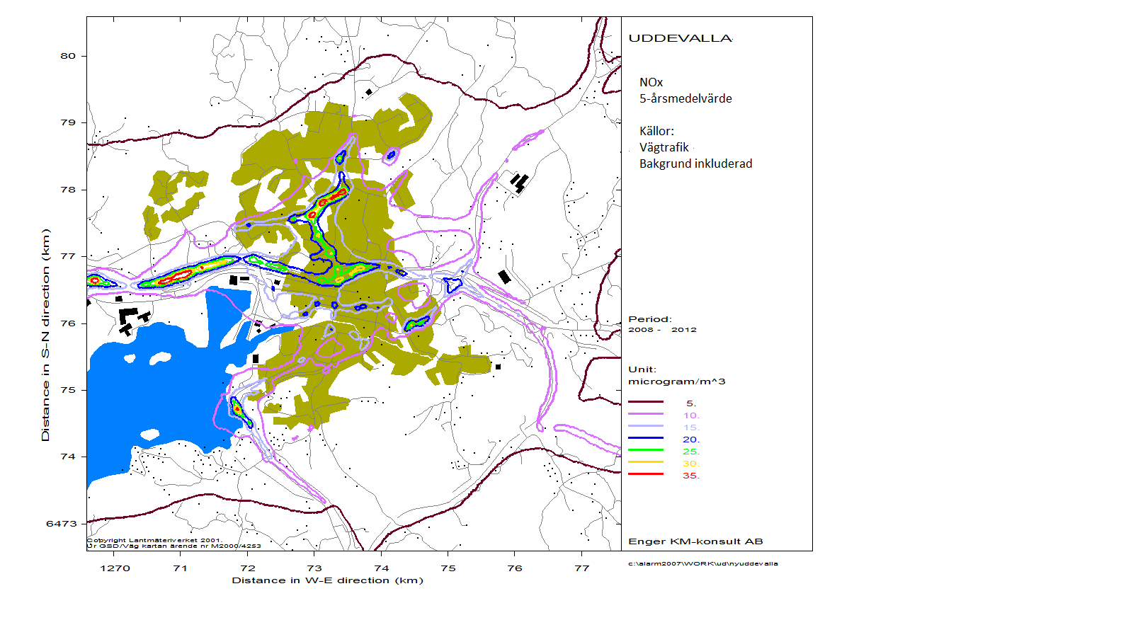 mätpunkt Mätningar av PM 10 dygnvis i gaturum vid Uddevalla sjukhus.