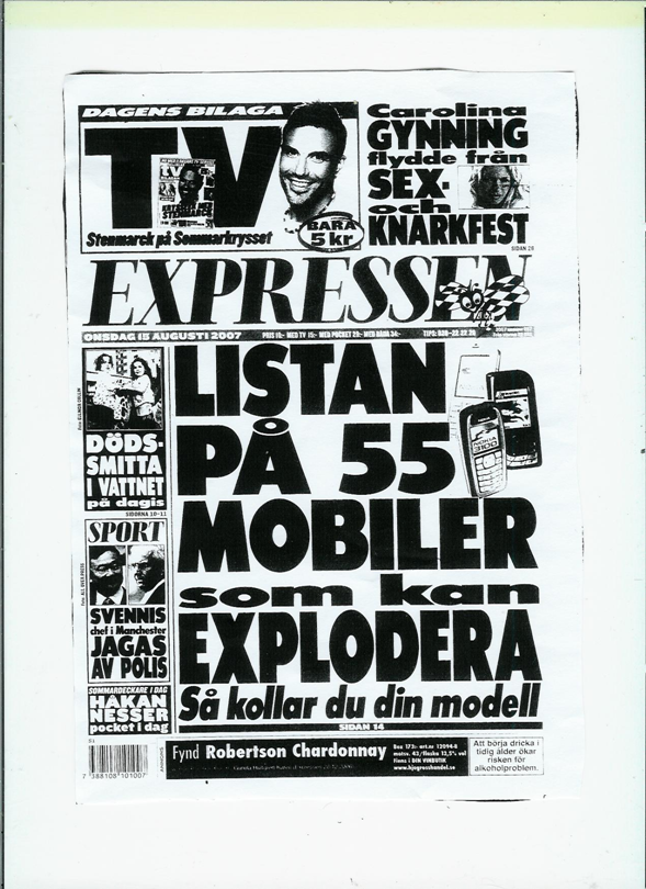 Exempel 2 1977 1987 1997 2007 Expressen har alltid haft samma plats för sin logga och deras maskot, getingen, finns med på alla nummer på exakt samma ställe.