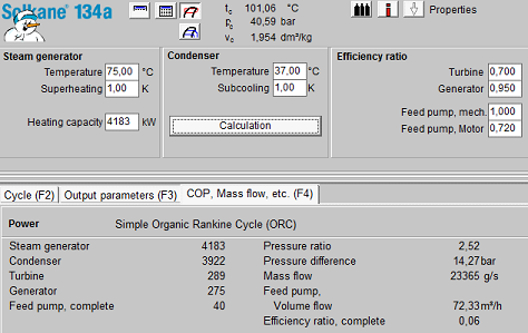 Då alla värden sätts in i Solkane får vi resultat enligt figur 18 Figur 18: Resultat från simulering i Solkane.