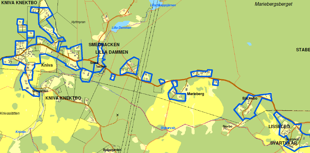 VERKSAMHETSOMRÅDE Det finns ett förslag på avgränsning av verksamhetsområde, markerat med blått i bilden nedan.