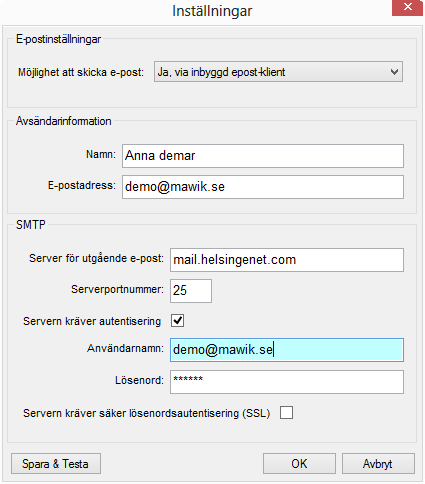 Inställningar Rapportlayout Här kan du bocka för elller ta bort information som visas på rapporterna. Positionsjusteringen är ifall informationen på inbetalningsavin hamnar lite snett.