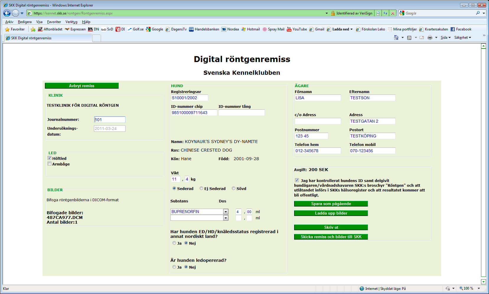 Här ser du den information som redan finns registrerad. Gör eventuella ändringar vid behov, beskrivning hittar du i föregående avsnitt om hur du skapar en ny remiss.