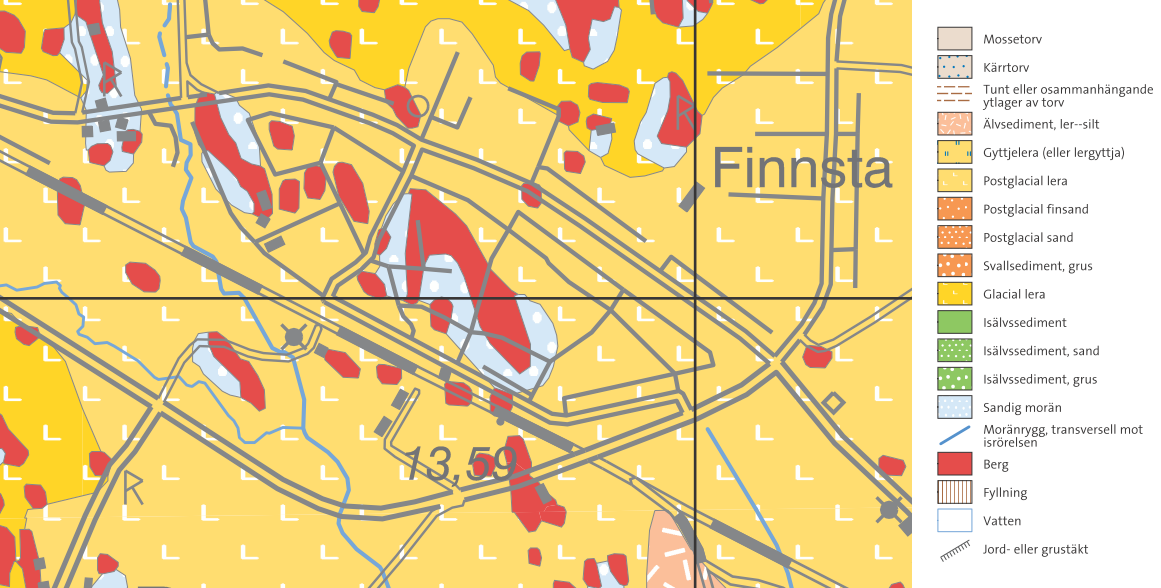 repo001.docx 2012-03-2914 4.1.2 Geologisk uppbyggnad Utdrag från SGUs jordartskarta visas i Figur 2. Fastigheten ligger inom ett område med postglacial lera.