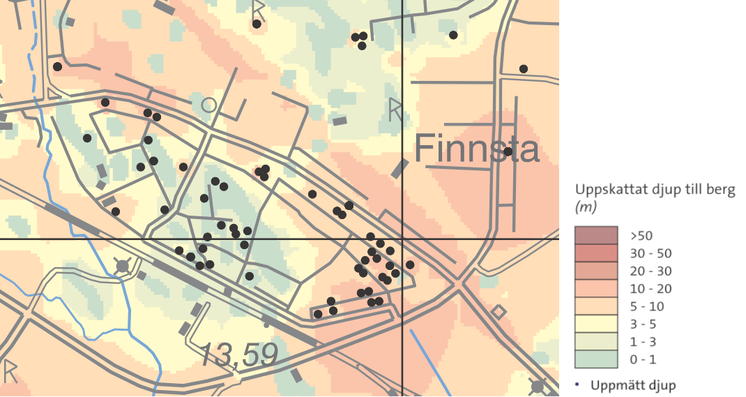 repo001.docx 2012-03-29 Figur 3. Skattade jorddjup inom området (kartgeneratorn SGU, 2014). Markyta Djup (u.my) Kommentar Fyllning 0-0,5 Markvatten kring 3 m från markytan. Lera 1-7,5?