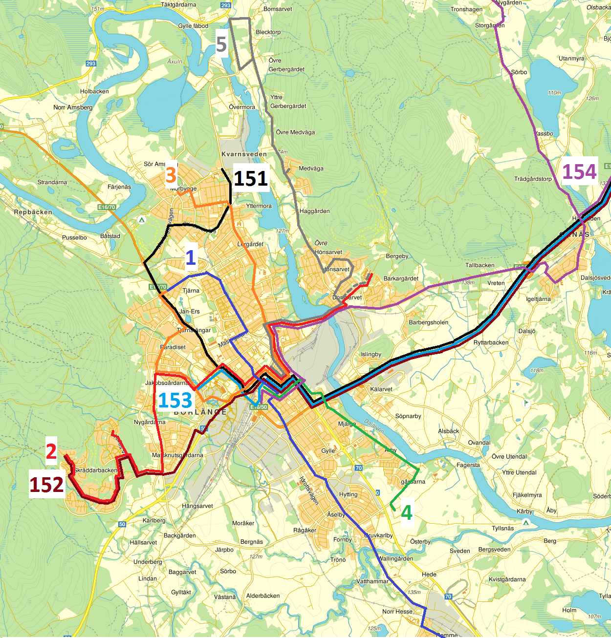 Mattias Ahlström 2016-03-09 Nytt trafikutbud i Borlange kommun 2016-08-14 Övergripande fakta Det nya linjenätet liknar på många sätt det tidigare linjenätet, med den stora skillnaden att linje