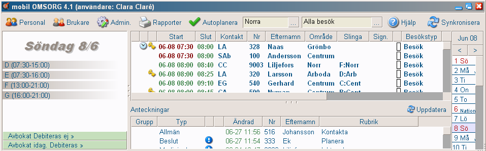 1 Grunder mobil OMSORG startas som ett vanligt program från startmenyn eller via en ikon på skrivbordet.