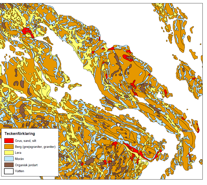 5 Lokala förutsättningar i Östra Tyresö De lokala förutsättningarna som undersöktes är geologin, möjligheten att respektera Naturvårdsverkets rekommendationer avseende skyddsavstånd, och närvarande