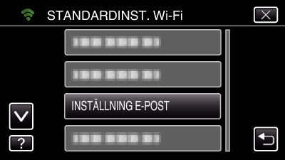 Använda Wi-Fi (GZ-EX515/GZ-EX510) VERIFIERINGSMETODStäll in detta när autentiseringsmetoden måste ändras ANVÄNDARNAMN LÖSENORD Ange användarnamn Ange lösenord Registrera mottagarens e-postadress på