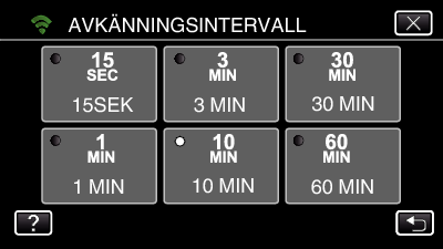 Använda Wi-Fi (GZ-EX515/GZ-EX510) Ställa in avkänningsmetod för denna kamera (AVKÄN/ MAILINSTÄLLN) Ställer in avkänningsmetod för att starta inspelning 1 Tryck på MENU Ställa in avkänningsintervall