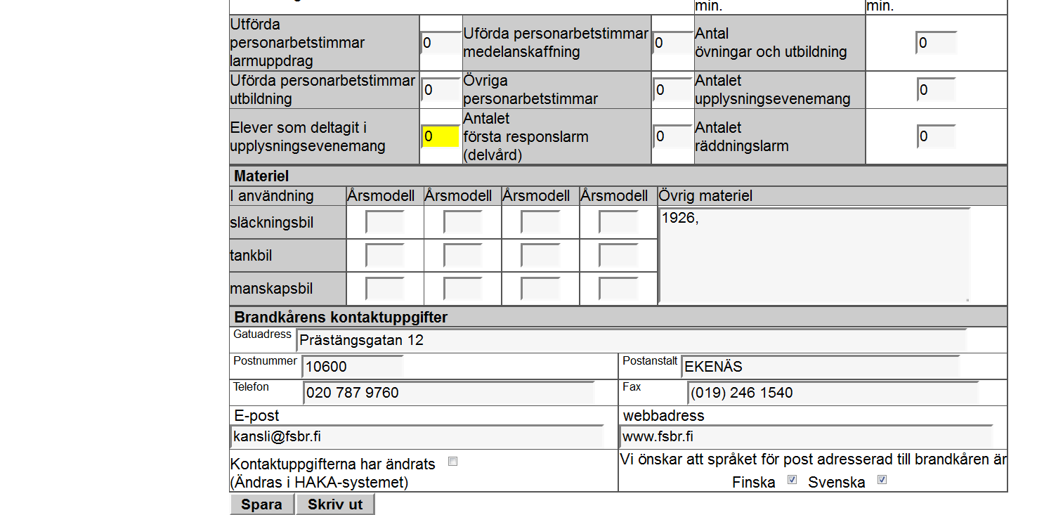 Statistikblanketten för alarmavdelningen 1. Logga in på HAKA med dina egna inloggningsuppgifter 2. Välj STATISTIK från den vänstra menyn. 3. Välj därefter STATISTIKINMATNING. 4. Välj året (t.ex.