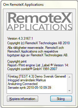 Starta klienten Du startarklienten genom att välja Start Program RemoteX Technologies.