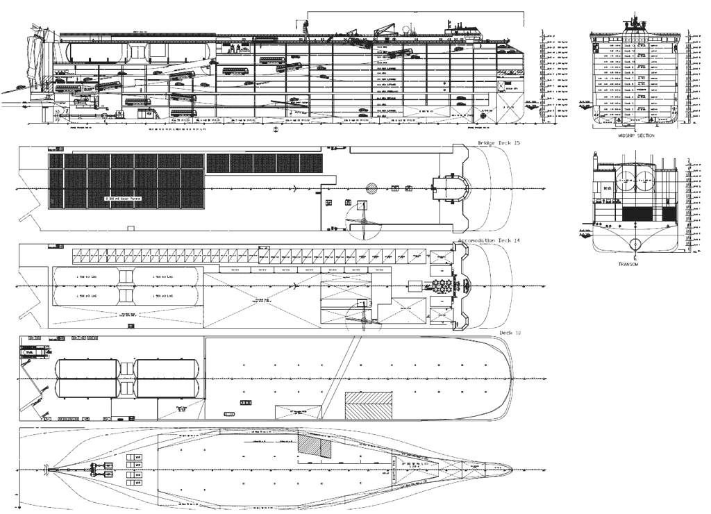 Solana Emissionsneutral General data Length over all: 230.00 m Width: 39.00 m Height from B.L. 47.60 m Design Draft 7.80 m Scantling Draft 9.60 m Speed: 16.