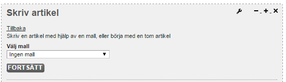 Förutsättningar För att skriva Arena-artiklar krävs att du har en användare med behörigheterna Articles och ImageHandling i den gemensamma Arenan.