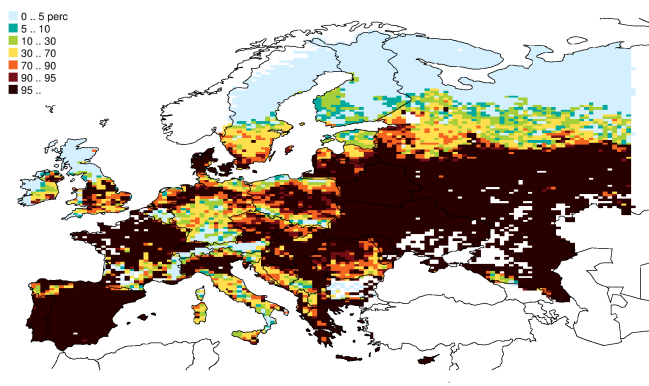 Eutrofiering EU 2010: 62% (1,020,000 km 2 ) Försurning EU 2010: 7.