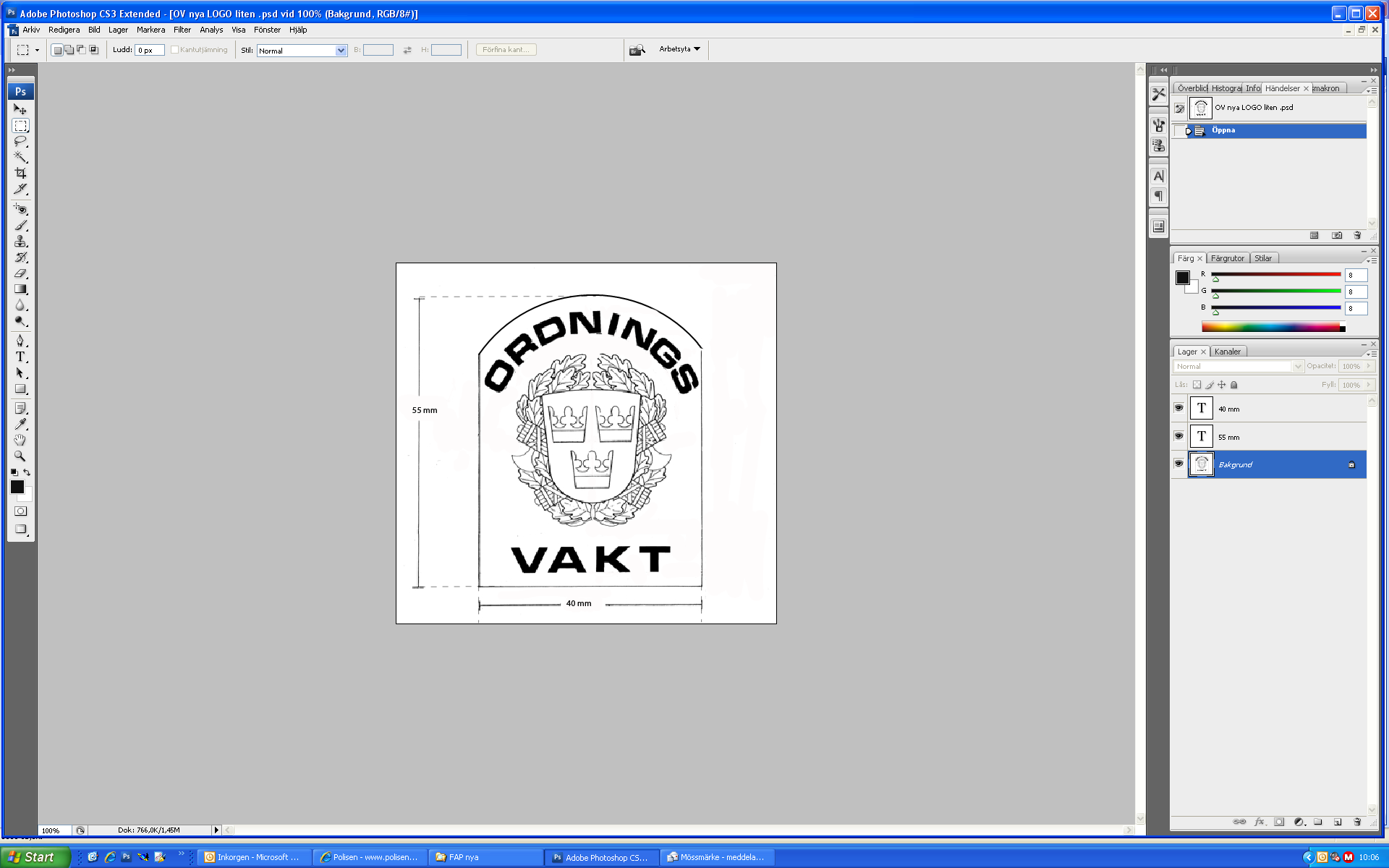 2010:82010:8 Forma Tecken Fet Uniformsplagg Bärandeföreskrift Beskrivning Overall Får bäras vid all tjänstgöring. Blå. Fast monterade ärmemblem, funktionsbeteckning och namnhållare.