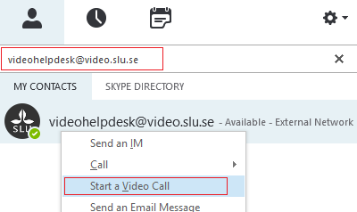 Hur ringer jag direkt till ett videosystem? Notera att samtal direkt mellan system och Skype for Business endast fungerar som tvåpartssamtal.