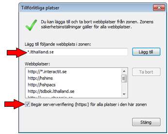 har privat dator). Se avsnitten 2.3 eller 2.4 Systemkrav för mer info. Inställning privat dator: Lägg till *.lthalland.