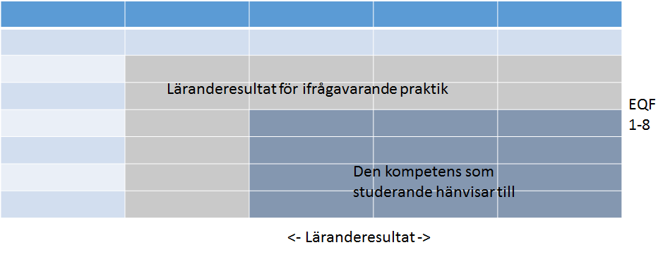 som finns angivet för ifrågavarande praktik.