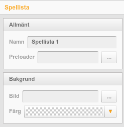 Egenskaper för en spellista För att ändra inställningar för spellistan, ställ muspekaren någonstans i den grå ramen runt spellistans arbetsyta och klicka.