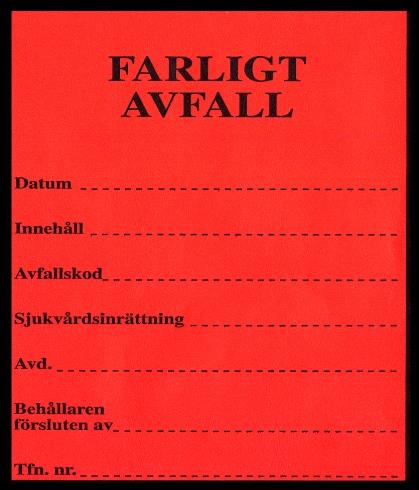 Stickande och skärande avfall 51744 Smittoförande avfall 51741