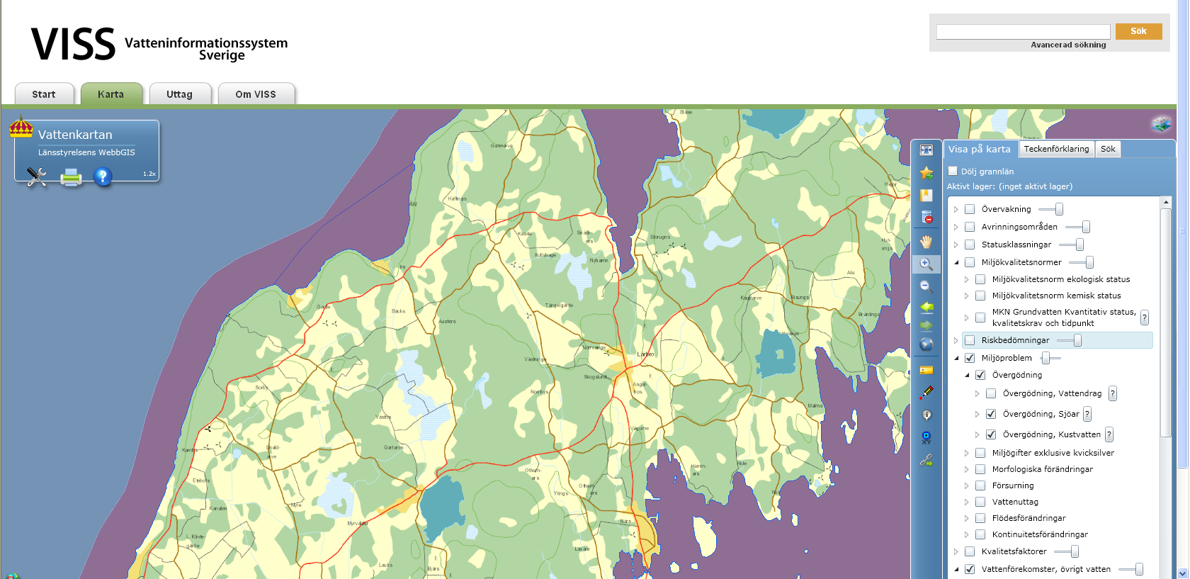 9 I kartan kan du välja att lägga på fler lager samtidigt. För att du ska kunna se flera lager samtidigt går det att göra dem mer eller mindre genomskinliga.