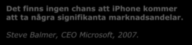 Att förutspå framtiden är svårt Amerikanarna behöver telefonen, den behövs inte i England - vi har gott om springpojkar. Sir William Preece, Technical director British Post, 1878.