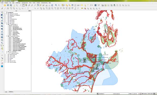 Layout och innehåll i QGIS Desktop Exempel på en vy av ikarta för en