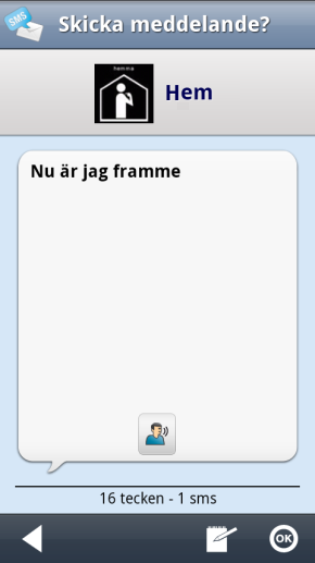 När man trycker på knappen visas Kontaktvyn för den valda kontakten. Tryck på raden för det sätt som du vill kontakta personen på. Bara de kontaktalternativ som har fyllts i visas.