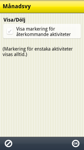 13.9.2 Visa tid på dygnet När Visa tid på dygnet är ikryssat visas det om det är morgon, dag, kväll eller natt: 13.9.3 Visa knapp för uppläsning varje kvart (chimefunktion) När Visa knapp för uppläsning varje kvart är ikryssat visas knappen kapitel 10.