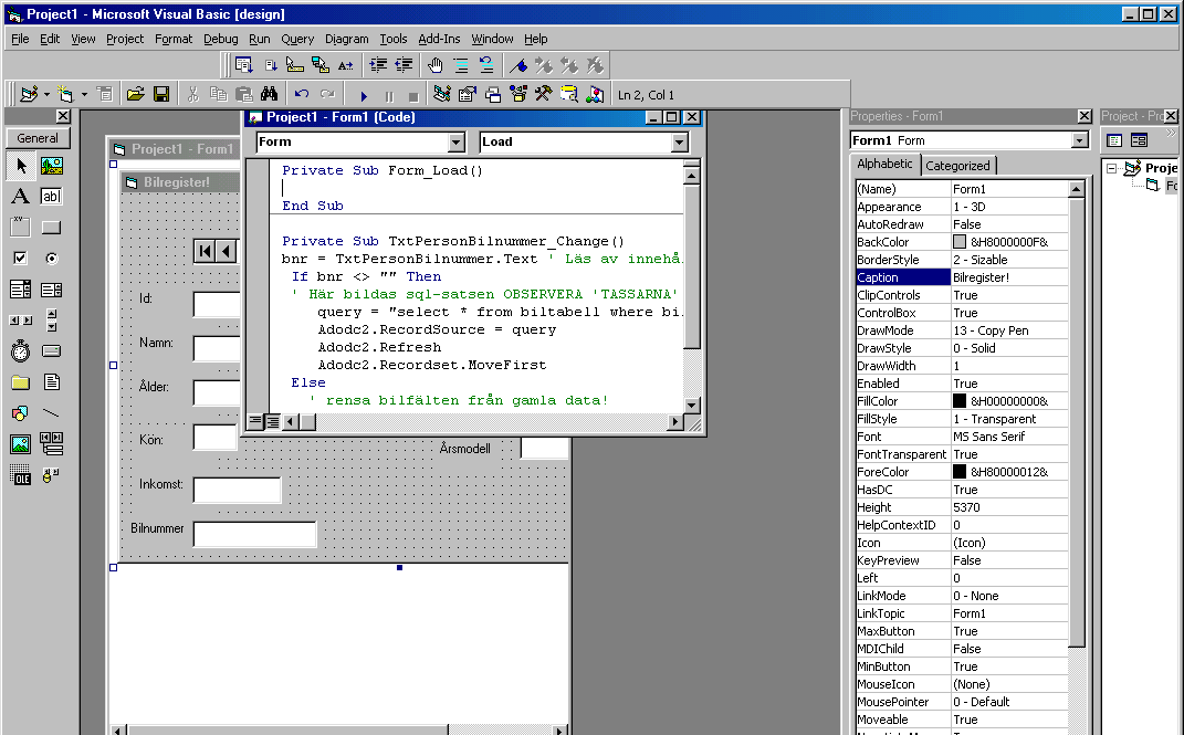 Programmering 1 (100p) Vi arbetar i miljön Visual Studio.NET med programspråket Visual Basic. Samt lite om hur man kan göra enklare appar. Du lär dig grunderna för Windowprogrammering.