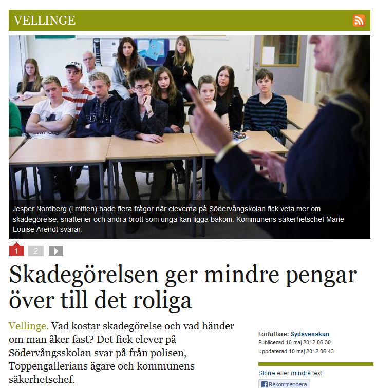 Konsekvenser Uppsikt Vellinge och hur viktiga ungdomarna är i arbetet med samhällelig