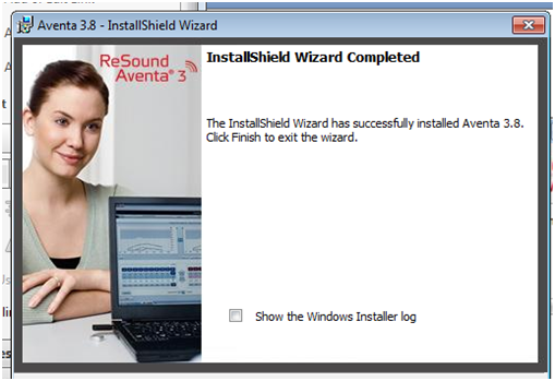Installera Aventa 3 11. Ett meddelande visas när Aventa 3 har installerats. Klicka på Finish för att slutföra installationen. Obs! Om.