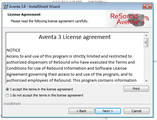 Installera Aventa 3 5. Systemkravsskärmen anger om ditt system uppfyller kraven. Klicka på Next. Om datorn inte uppfyller systemkraven visas en gul varningsikon.