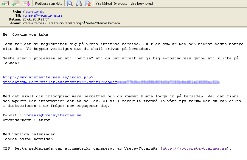 8. E-postmeddelandet ser ut så här: 9.