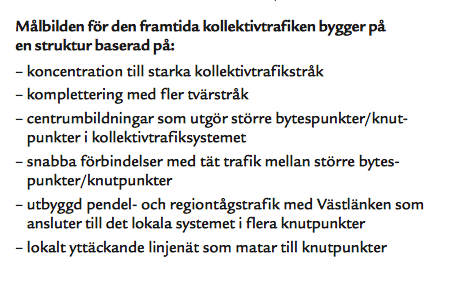 Målbild för stadstrafikens stomnät i Göteborg, Mölndal och Partille: PM Diskussionsunderlag juni 2015 4: Resandet fördelas i flera stråk och punkter i storstadsområdet för att skapa nya/snabbare