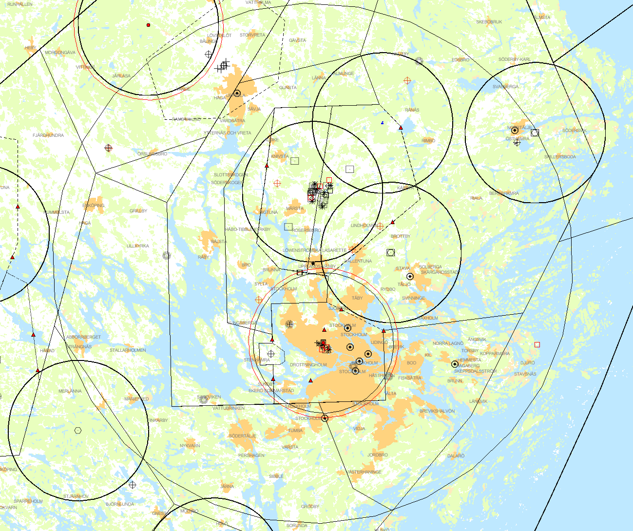 TIA (Trafikinformationsområde) TIZ (Trafikzon) *) Upplysningsvis är kontrollzon, CTR, det kontrollerade luftrummet närmast flygplatsen (Jmf Transportstyrelsens Airspace Policy TSL 2009-846).