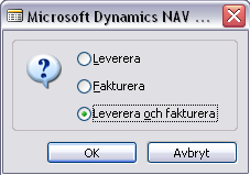 Bokför Bokför och skriv ut Som ovan, men det görs också en utskrift på fakturan. Knappen Skriv ut Det går att skriva ut en Orderbekräftelse och en Plocklista från ordern.