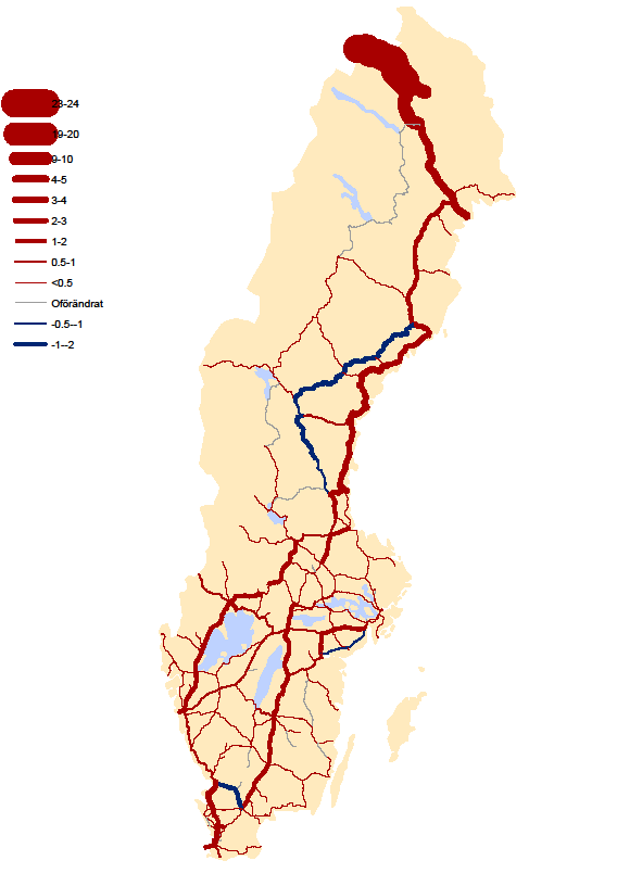 Figur 5. Källa:(Prognos för godstransporter 2030, Trafikverket). 2.6 Transportarbete I arbetet räknas också ut vad samhället vinner på att transporter görs med tåg istället för med lastbil.