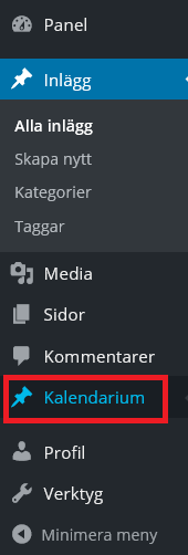 Kalendarium 1. Här lägger du upp evenemang, möten och liknande.