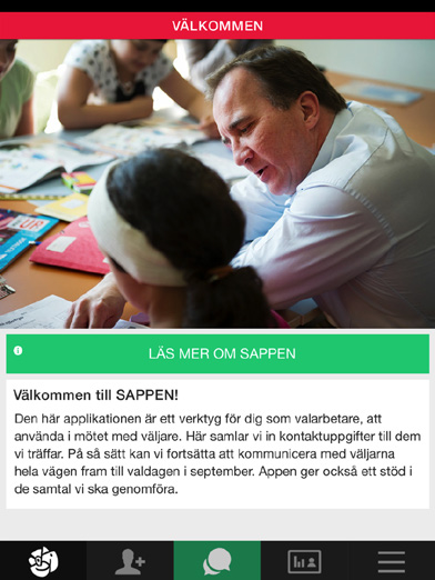 Sid 5 (8) Samtal med enkät När du är ute och knackar dörr klickar du på den gröna knappen längst ner på appen.