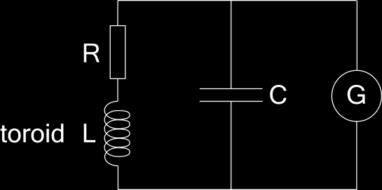 Figur 4. Den parallella resonanskopplingen som består av toroiden, motståndet och kondensatorn.