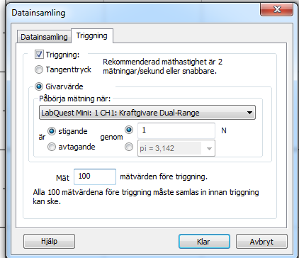 Kollision Avsikten med försöket är att förstå vad som händer då ett föremål kolliderar med en fast punkt och hur man kan minimera de skador som uppkommer Körbana, Kraftsensor, LaqQuest och dator med