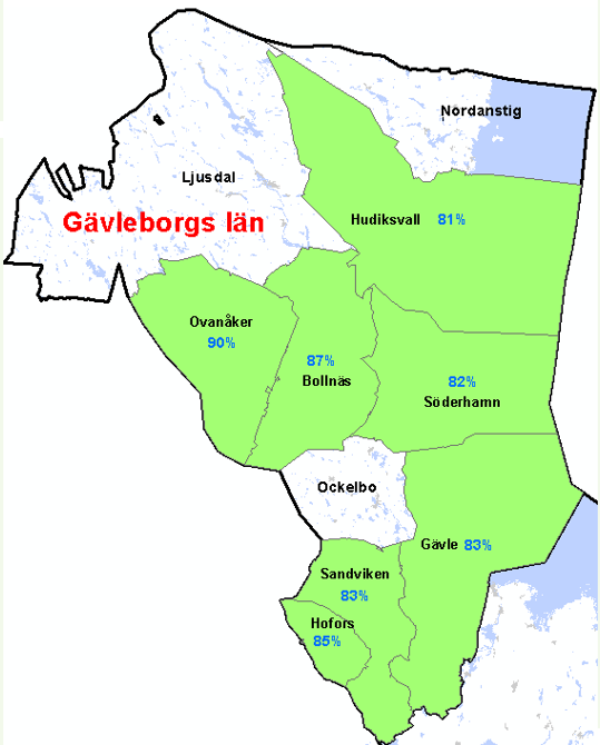 7 Resultat Resultaten visar en tydlig geografisk fördelning med högst andel dubbdäck i Gävleborgs län följt av kommunerna i Sörmlands län, Uppsala län och Stockholms län.